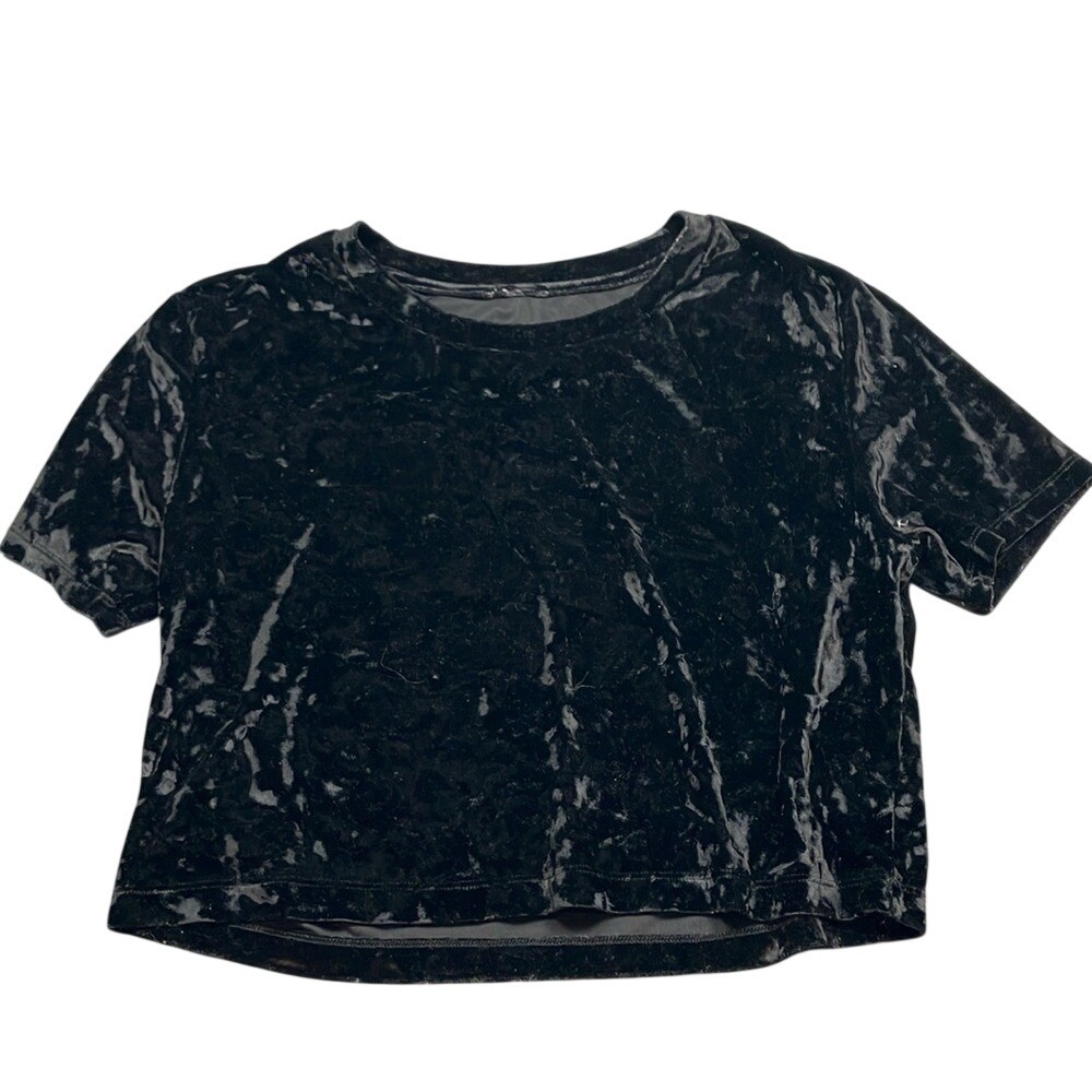 Aeropostale Women's Black Velvet Short Sleeve Top Size XS